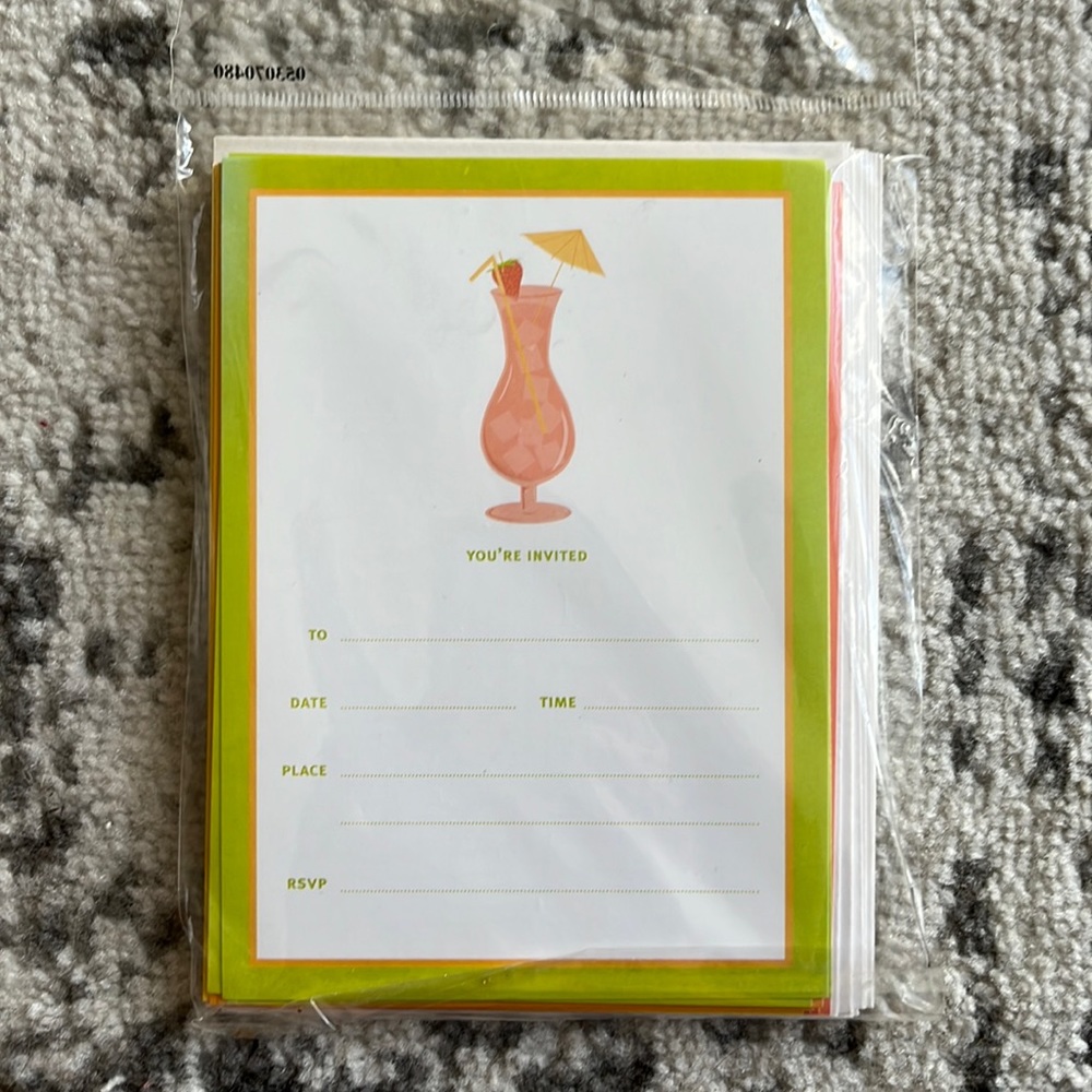 tropical drink party invitations! 4 designs 12 total. Super cute brand new!